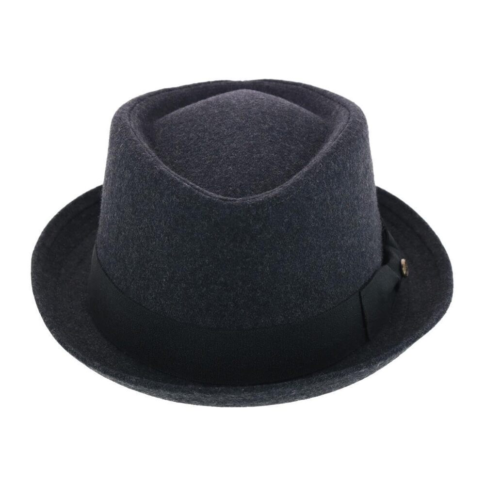 7023 Diamond Shape Wool Fedora with Grosgrain Hatband